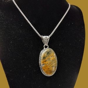 925 Sterling Silver Jasper Stone Pendant